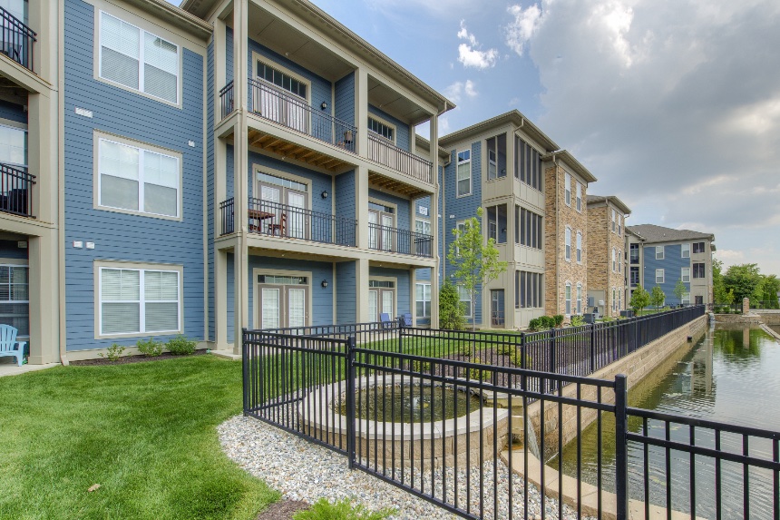 Exterior view of a Carmel apartment community.