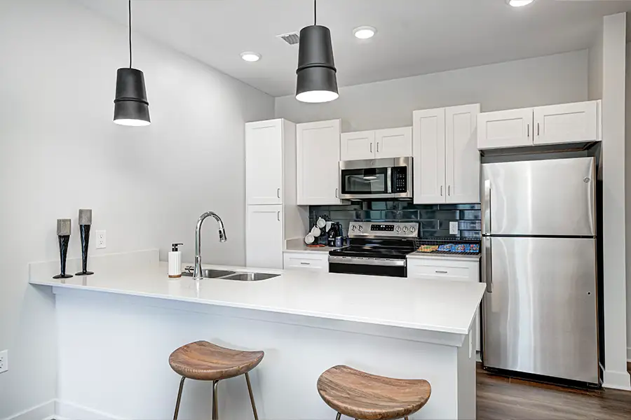 A modern apartment kitchen