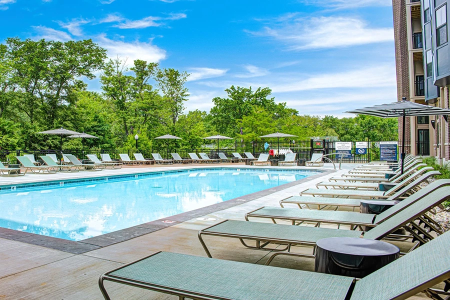 View of East Bank's luxury pool