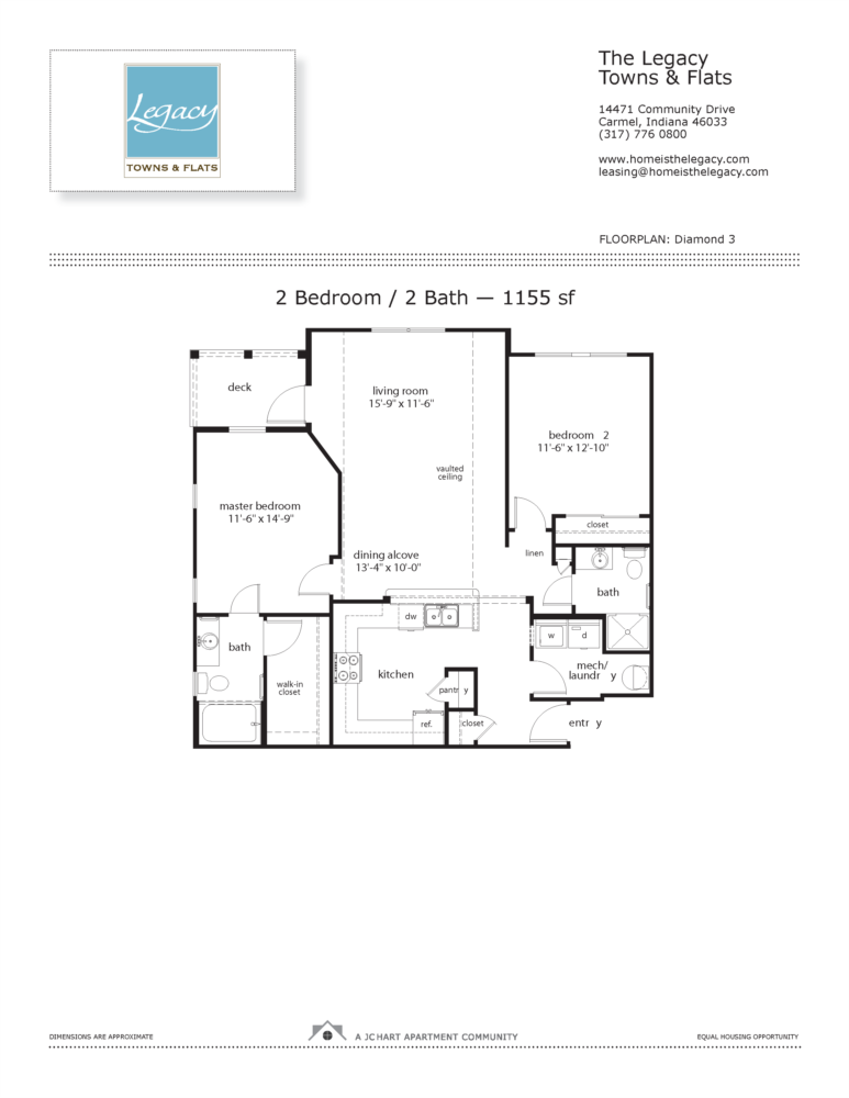 Diamond 3 2 Bedroom Floor Plan | The Legacy Towns and Flats